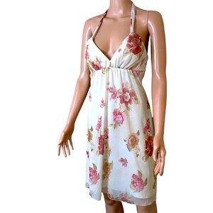 City Triangles floral babydoll halter top SZ SM